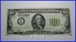 $100 1934 San Francisco California Federal Reserve Bank Note Bill Light Green XF