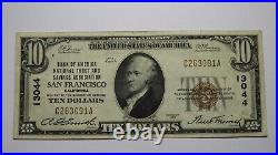 $10 1929 San Francisco California CA National Currency Bank Note Bill #13044 VF