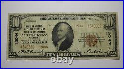 $10 1929 San Francisco California National Currency Bank Note Bill #13044 FINE