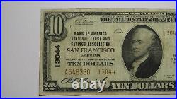 $10 1929 San Francisco California National Currency Bank Note Bill #13044 FINE