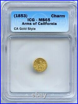 1853 Arms of California Gold Token / MS65 ICG Beautiful Strike / High Grade