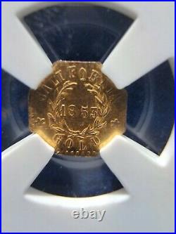 1853 Arms of California Gold Token Wreath #5 / NGC MS63 OCTAGONAL REAR TOKEN