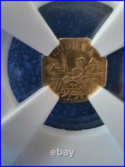 1853 Arms of California Gold Token Wreath #5 / NGC MS63 OCTAGONAL REAR TOKEN