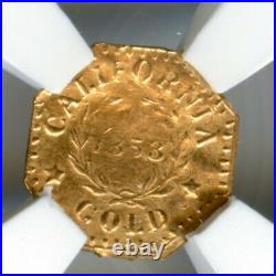 1853 California Gold Token Wreath #5 16 Stars / NGC AU Det / Only 2 Certified