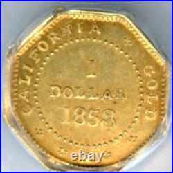 1853 Octag Liberty G1$ California Gold / BG-531 PCGS AU58 Strong Strike