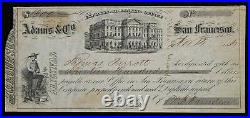 1854 Early California Adams & Co Express And Banking San Francisco Check