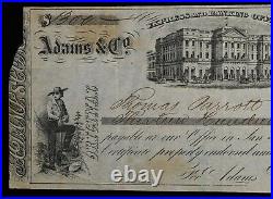 1854 Early California Adams & Co Express And Banking San Francisco Check