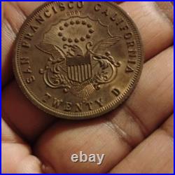 1854 San Francisco California Bronze Fantasy Twenty Dollar Coin COPY
