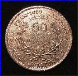 1855 WASS MOLITOR & Co. $50.00 GOLD TONE COIN SAN FRANCISCO CALIFORNIA 24.3 gram
