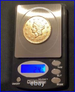 1855 WASS MOLITOR & Co. $50.00 GOLD TONE COIN SAN FRANCISCO CALIFORNIA 24.3 gram