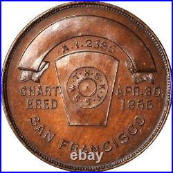 1855-dated San Francisco, California Masonic Chapter #5 Penny / NGC MS-65 BN