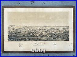 1856 San Francisco Map History of the World Henry Bill Antique Framed California