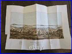 1857 California Color Map Antique View of San Francisco, Henry Bill, Bird's Eye