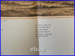 1857 California Color Map Antique View of San Francisco, Henry Bill, Bird's Eye