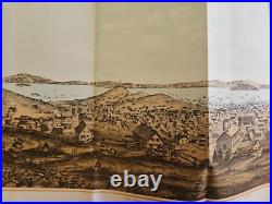 1857 California Color Map Antique View of San Francisco, Henry Bill, Bird's Eye