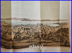 1857 California Color Map Antique View of San Francisco, Henry Bill, Bird's Eye