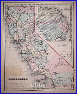 1857 Colton Atlas Map CALIFORNIA SAN FRANCISCO (14x17) Free S&H -#523