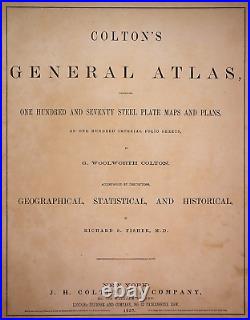1857 Colton Atlas Map CALIFORNIA SAN FRANCISCO (14x17) Free S&H -#523