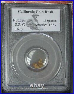 1857 Gold S S Central America California Gold Rush Pinch / Nuggets Pcgs + Cachet
