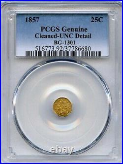 1857 Oct Lib G25C California Gold / BG-1301 PCGS UNC / Triple Struck Rev