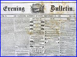1858 San Francisco CALIFORNIA newspaper LINCOLN v DOUGLAS Beardstown ILLINOIS
