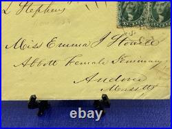 1858 San Francisco CA Dbl Rate Cover to Mass Perforated 10c Green Pair Steamship