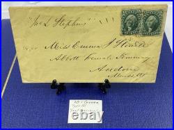1858 San Francisco CA Dbl Rate Cover to Mass Perforated 10c Green Pair Steamship