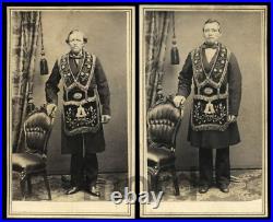 1860s Masonic CDV Photo California Freemasons with Civil War Tax Stamp Rare Lot