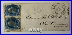 1860s San Francisco California Local Carrier Cork Killer Postal Cover Scott 63