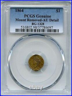 1864 Rd Lib G1$ California Gold / BG-1328 PCGS AU POP 1! / Civil War Date