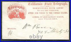 1865-66 Stampless California State Telegraph Zeus San Francisco No Contents