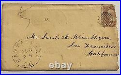 1866 Santa Clara City California Cover Sent To San Francisco Huge Cancel 1866 Santa Clara City California Cover Sent To San Francisco Huge Cancel