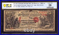 1870 $5 First National Gold Bank Note San Francisco California Pcgs B Vf 20