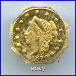 1870 Oct Lib G25C California Gold / BG-757 PCGS MS61 R6 OGH