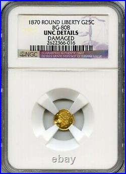 1870 Rd Lib G25C California Gold / BG-808 NGC UNC
