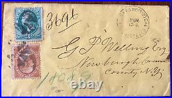1870s San Francisco CAL Registered cover #163 + 3c 15c banknote to Newburgh, NY