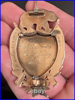 1879 D. W. LAIRD San Francisco California GOLD BADGE Enameled & Engraved STUNNER