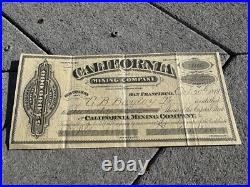 1879 San Francisco California Mining Company Stock Certificate
