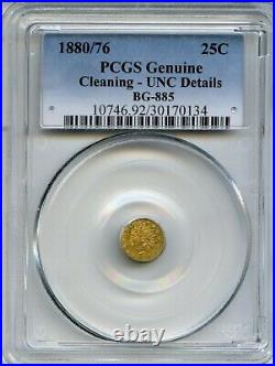 1880/76 Rd Ind G25C California Fractional Gold / BG-885 PCGS Unc