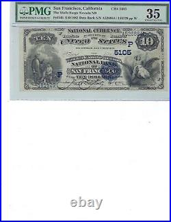 1882 $10 National Bank Note FR545 CH5105 San Francisco California PMG 35 VF DB