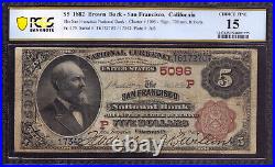 1882 $5 San Francisco National Banknote Currency California Pcgs B Choice F 15