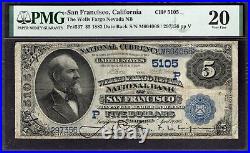 1882 $5 Wells Fargo Nevada NB San Francisco California PMG 20 Fr. 537 CH#5105
