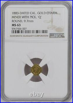 1883 California Gold / Gold Miner with Pick Q RD / NGC MS63 LR7