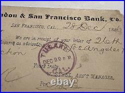 1886 Tulare California Postal Card Sent From London & San Francisco Bank
