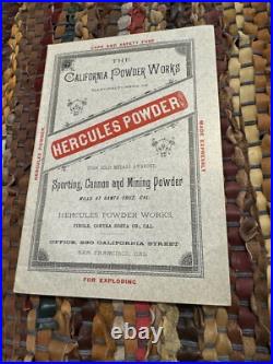 1893 California Powder Works Hercules Powder Mining Dynamite San Francisco Ca