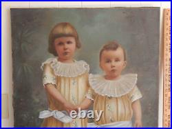 1896 Antique San Francisco California Listed Artist Oil Painting Children 36 in