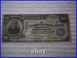 1902 $10 San Francisco CA National Currency DATE Back #9655 Bank of California