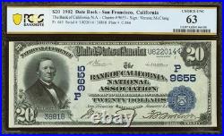 1902 $20 San Francisco CA Bank of California National Assoc. CH 9655 PCGS 63