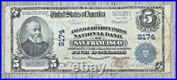1902 $5 Anglo & London Paris, National Bank of San Francisco, California FR# 601