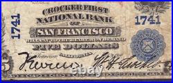 1902 $5 Crocker First National Bank Note San Francisco California Circulated Vf